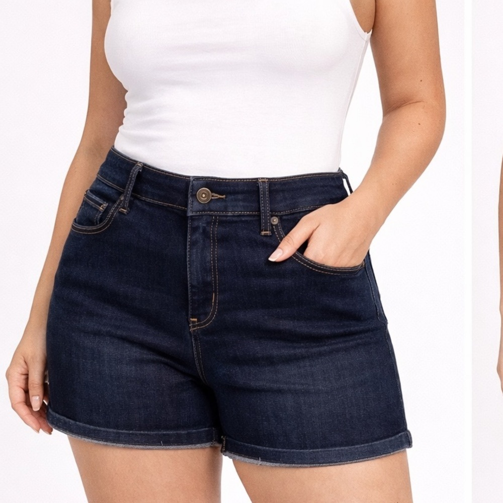 Jessica Simpson Dark Indigo High-Rise Denim Shorts
